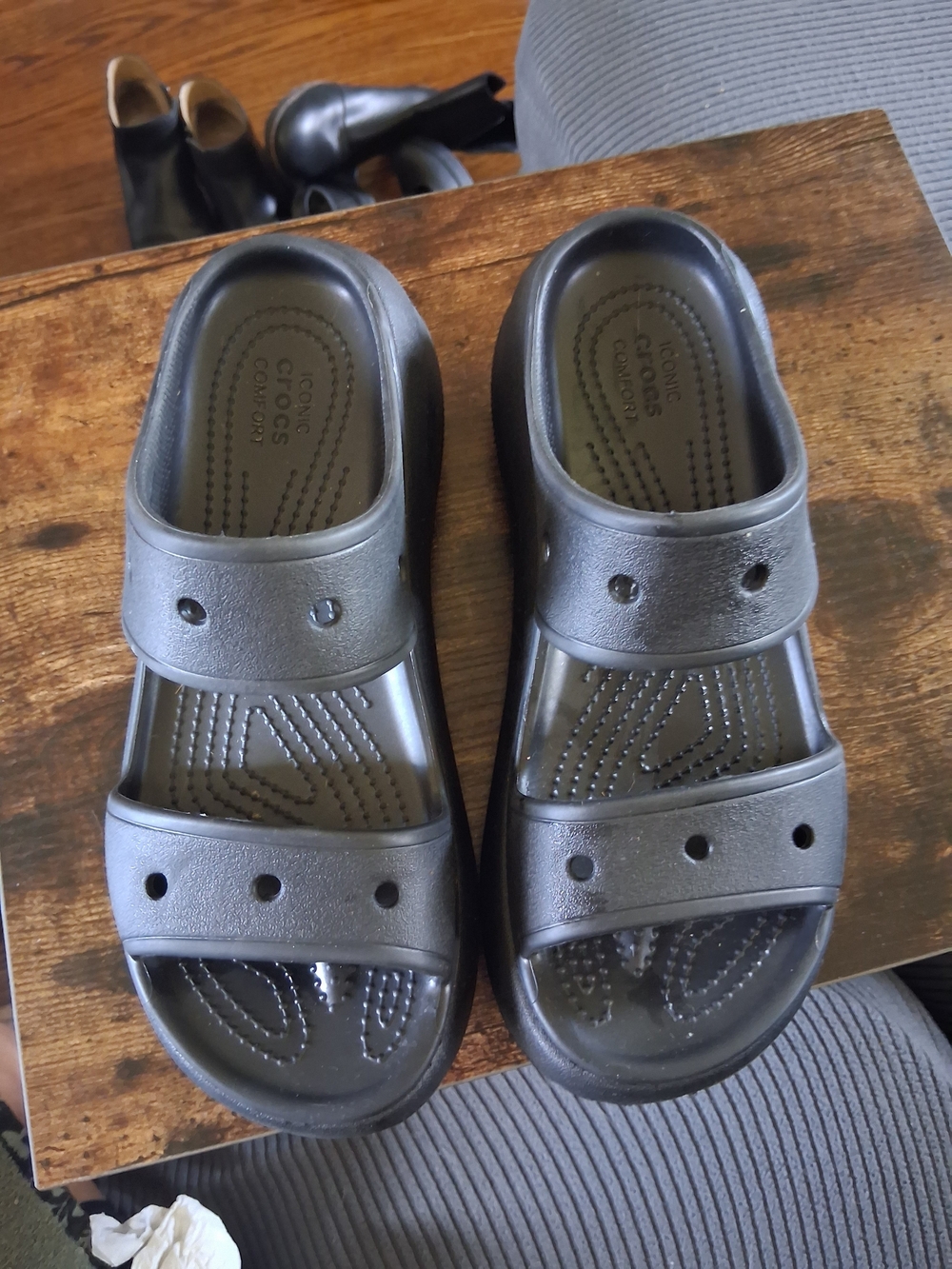CROCS Black Double-Strap Slide Sandals